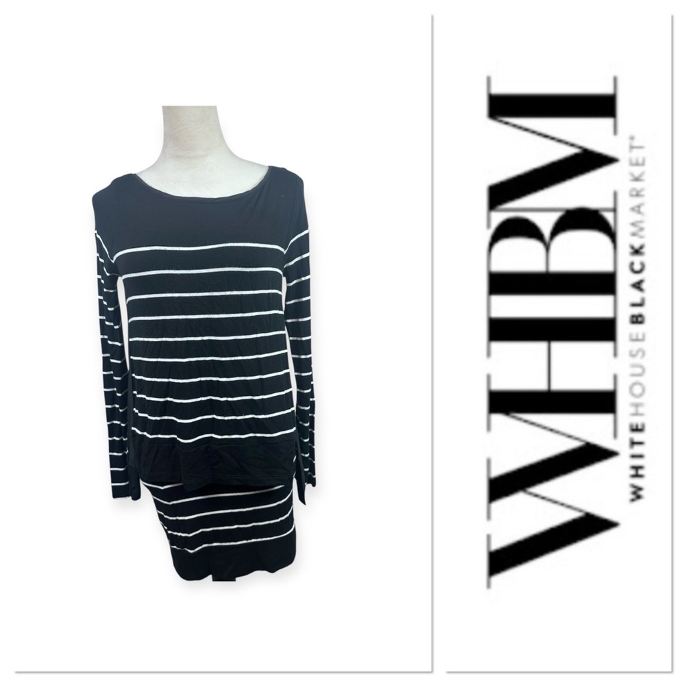 White House Black Market black dress with white stripes size XS